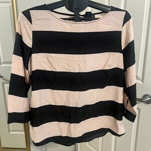 The Limited Women's Back Button Detail Stripes/Dots Top - Size Large